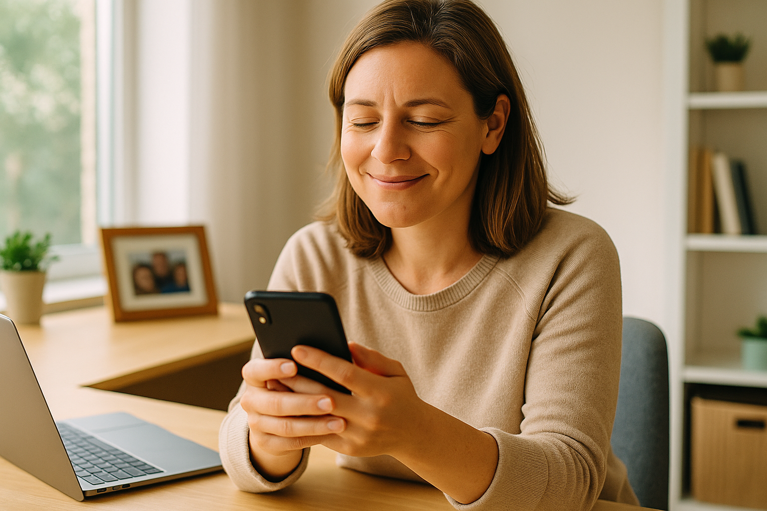 Parent using the Nanny Driver app for peace of mind